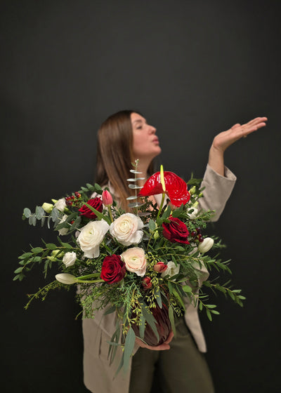 Seasonal Christmas new years large bouquet arrangement festive  flowers 