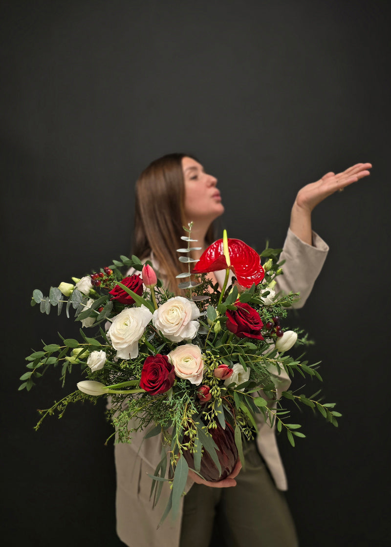 Seasonal Christmas new years large bouquet arrangement festive  flowers 